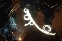 Шоу фонтанов с высоты птичьего полета, Дубай, ОАЭ